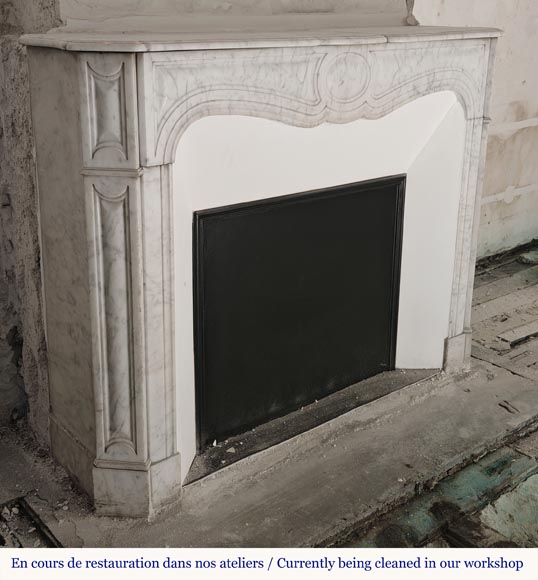 Louis XV style Pompadour mantel in Carrara marble-2