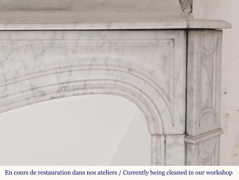 Louis XV style Pompadour mantel in Carrara marble-6