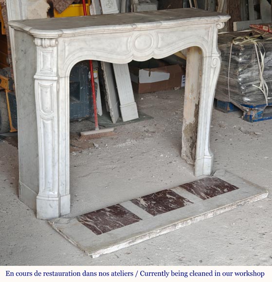 Louis XV style Pompadour mantel in Carrara marble-2