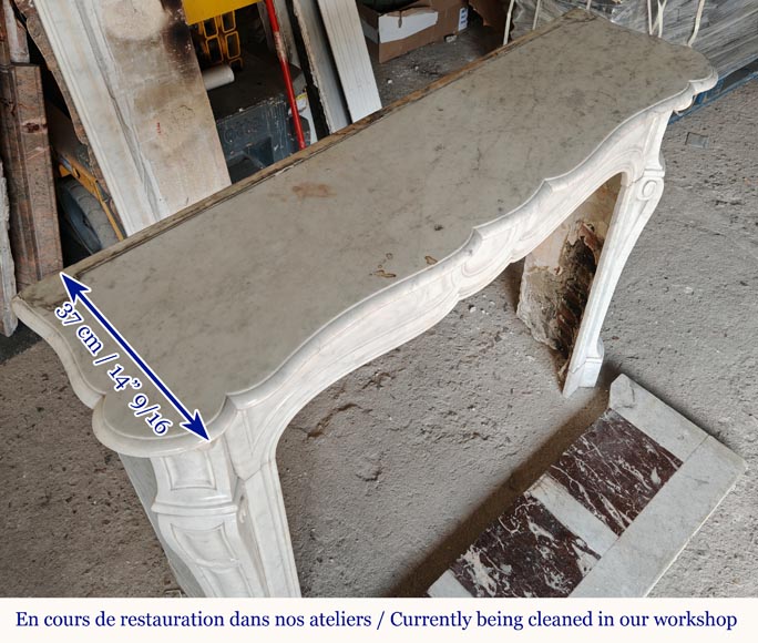 Louis XV style Pompadour mantel in Carrara marble-9