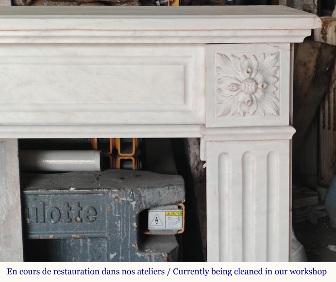 Louis XVI style mantel in half statuary marble adorned with a sunflower-6