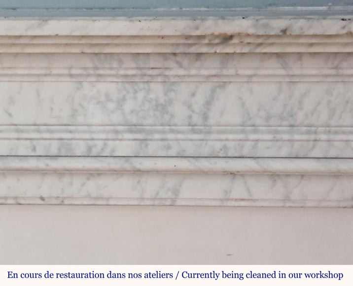 Louis XVI style molded mantel in veined Carrara marble-1