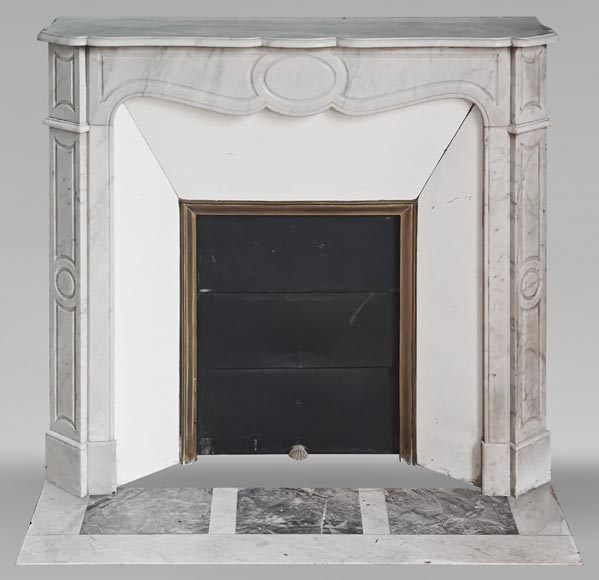 Louis XV style Pompadour mantel in Carrara marble-0