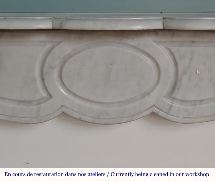 Louis XV style Pompadour mantel in Carrara marble-1