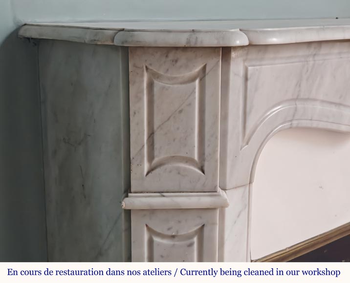 Louis XV style Pompadour mantel in Carrara marble-3