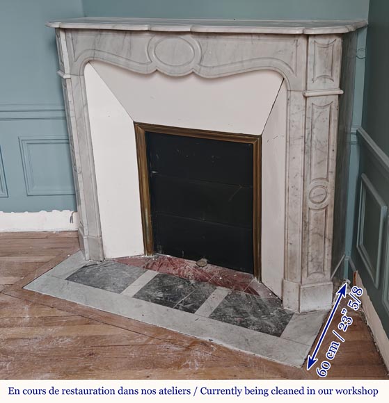 Louis XV style Pompadour mantel in Carrara marble-5