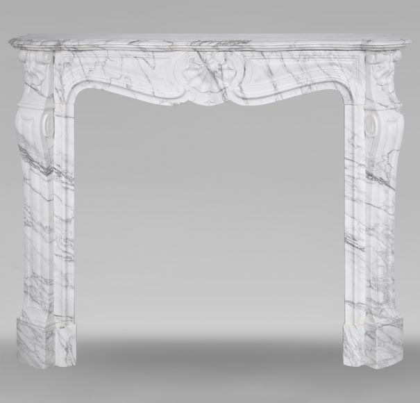 Louis XV style three shell mantel carved in Arabescato marble-0