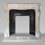 Curved Louis XV style Pompadour mantel in Arabescato marble