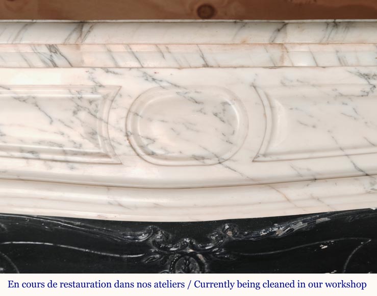 Curved Louis XV style Pompadour mantel in Arabescato marble-1