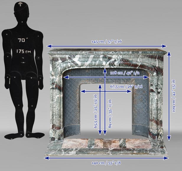 Louis XIV style mantel in banded Campan marble-11