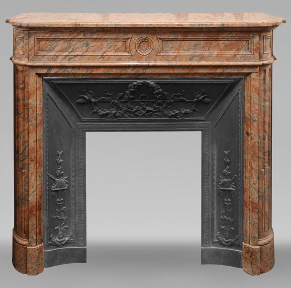 Louis XVI style mantel with rounded corners in Enjugerais marble-0