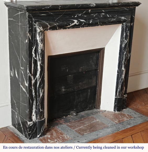 Louis XIV style mantel in black Marquina marble-2