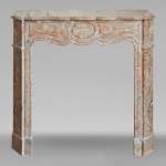 Louis XV style Pompadour mantel in Rouge du Nord marble