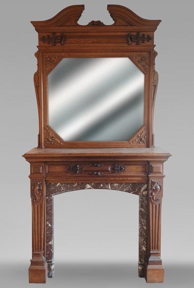 Napoleon III style mantel in carved oak-0