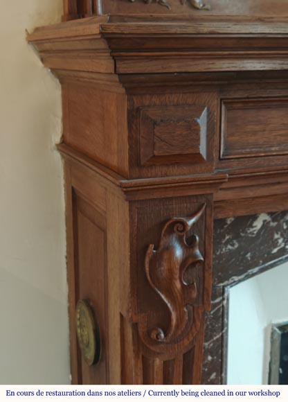 Napoleon III style mantel in carved oak-6