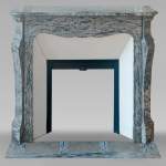 Louis XV style Pompadour mantel in Blue Fleuri marble