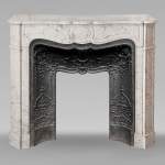 Louis XV style Pompadour mantel in veined Carrara marble