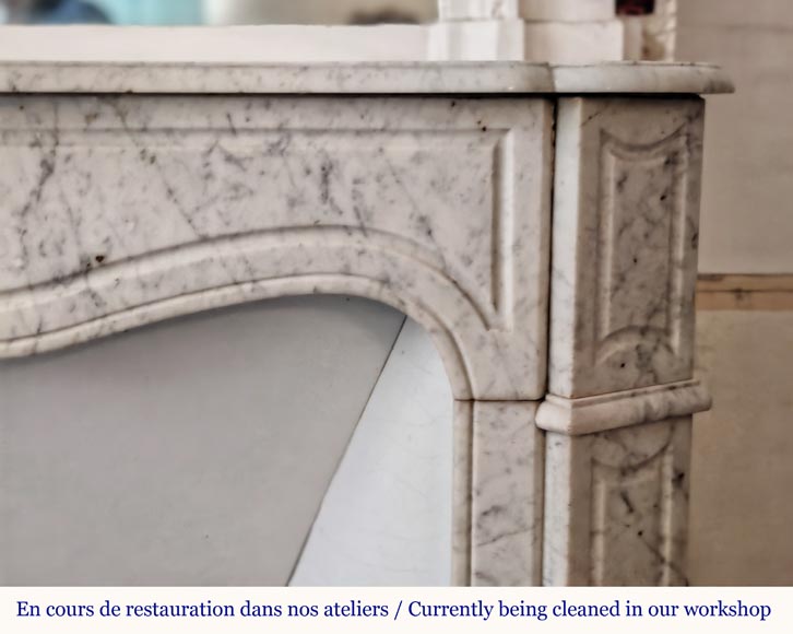 Louis XV style Pompadour mantel in veined Carrara marble-5