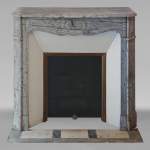 Louis XV style Pompadour flat mantel in Blue Fleuri marble