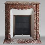 Louis XV style Pompadour mantel in Rouge du Nord marble