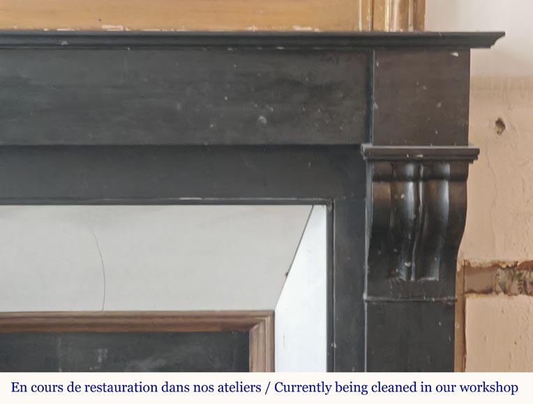 Napoleon III style mantel with modillion carved in black marble-6