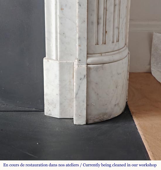 Louis XVI style mantel with rounded corners carved in Carrara marble-8