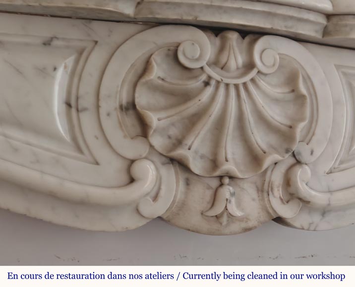 Louis XV style three shell mantel carved in Carrara marble-1