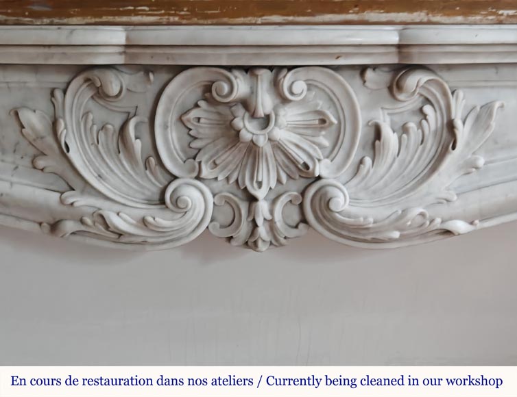 Louis XV style mantel richly carved in Carrara marble-1