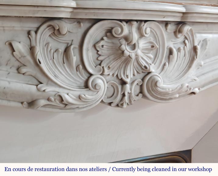 Louis XV style mantel richly carved in Carrara marble-2