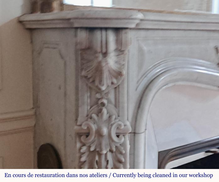 Louis XV style mantel richly carved in Carrara marble-5