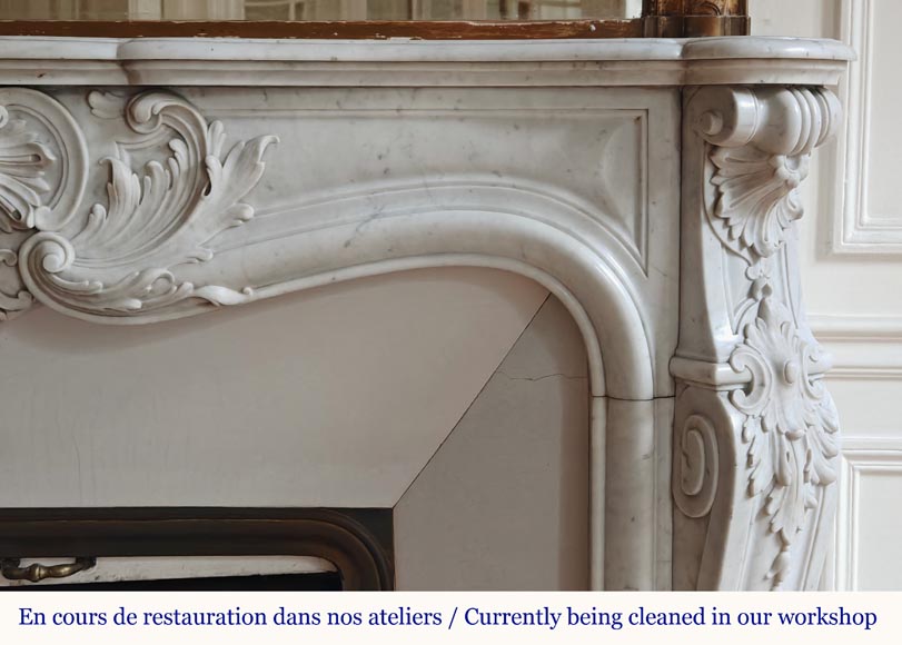 Louis XV style mantel richly carved in Carrara marble-9