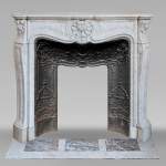 Louis XV style Carrara marble mantel decorated with shells