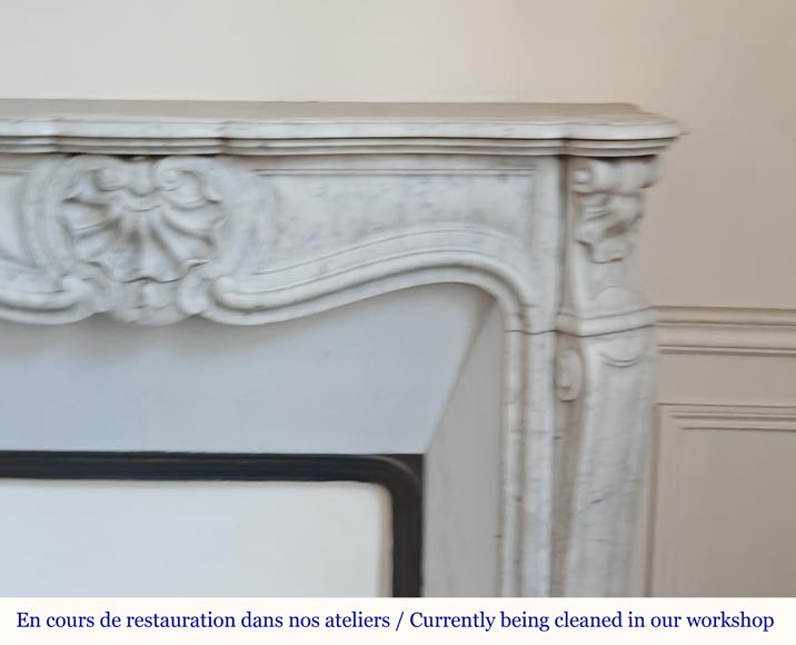 Louis XV style Carrara marble mantel decorated with shells-5