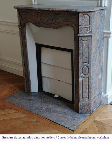 Louis XV style Pompadour flat mantel in Enjugerais marble-5