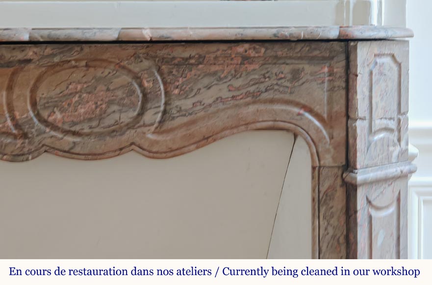 Louis XV style Pompadour flat mantel in Enjugerais marble-6