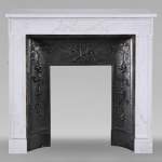 Small Louis XVI style mantel with carved drapery in carrare marble