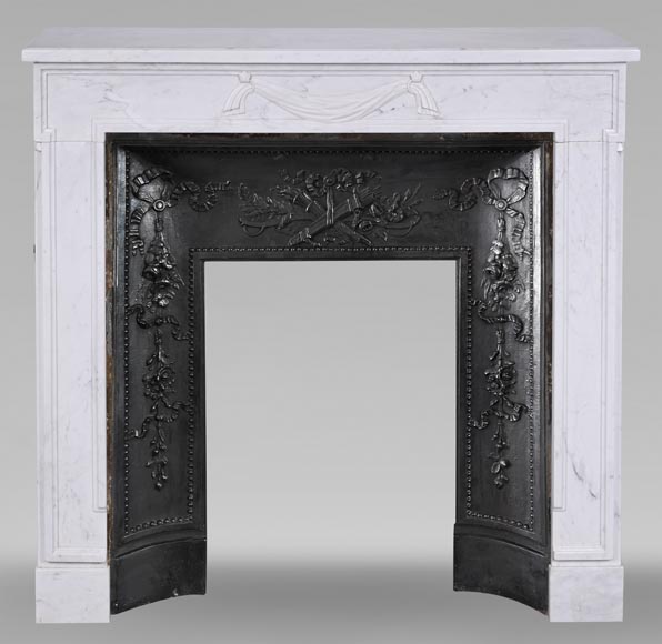 Small Louis XVI style mantel with carved drapery-0