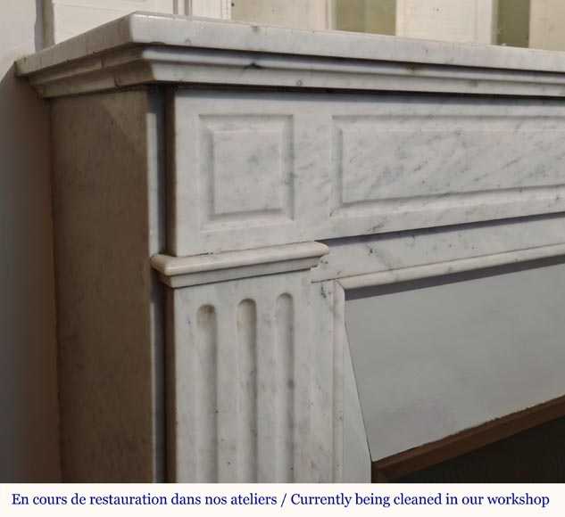 Louis XVI style molded Carrara marble mantel-3