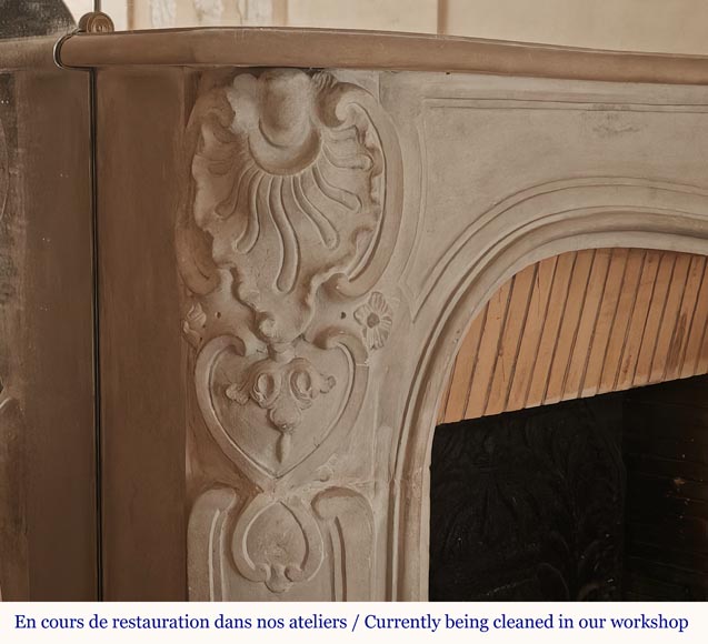 Louis XV style stone mantel-6