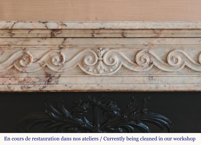 Louis XVI style mantel decorated with a Greek frieze carved in onyx-1