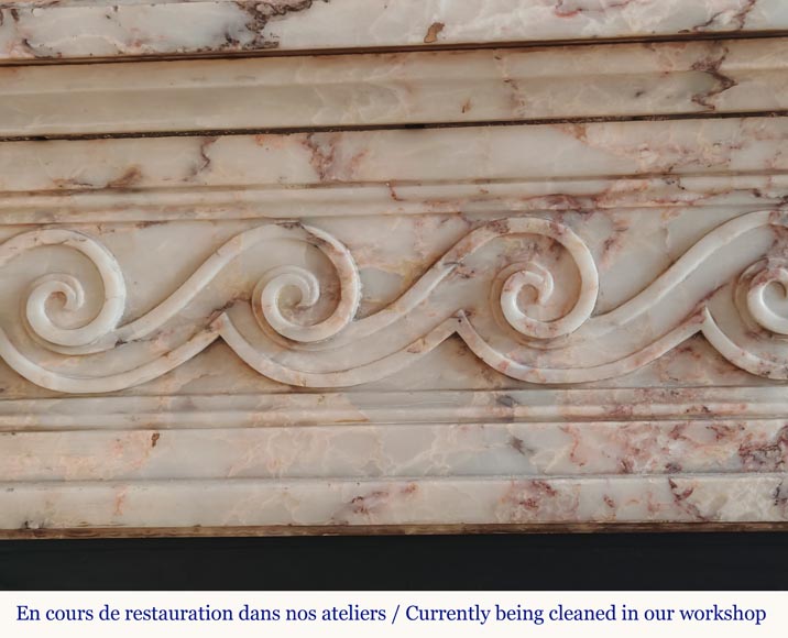 Louis XVI style mantel decorated with a Greek frieze carved in onyx-3