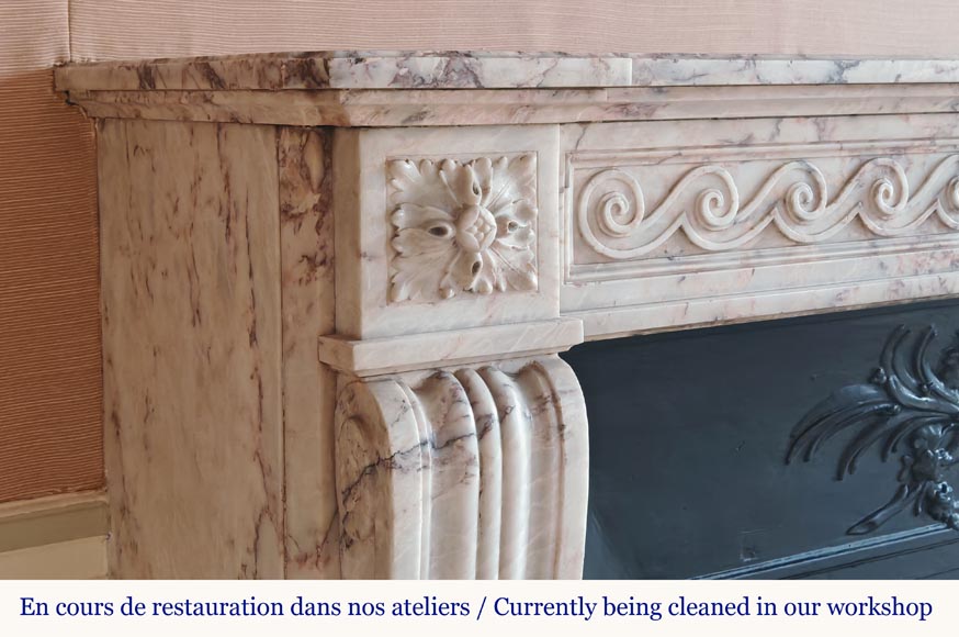 Louis XVI style mantel decorated with a Greek frieze carved in onyx-5