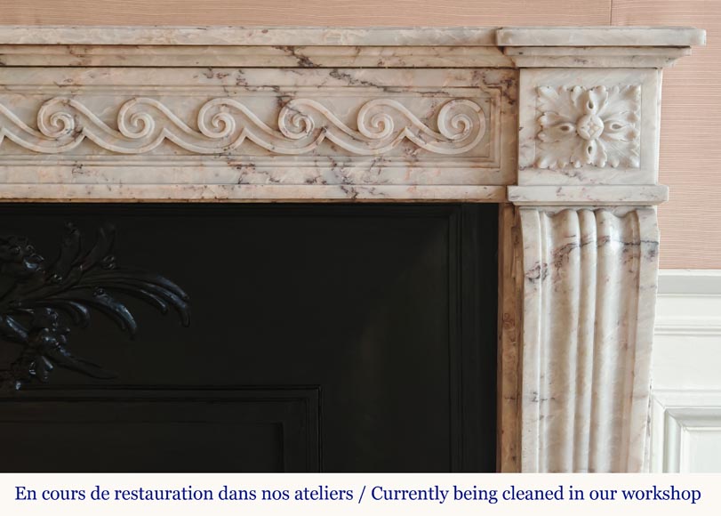 Louis XVI style mantel decorated with a Greek frieze carved in onyx-8