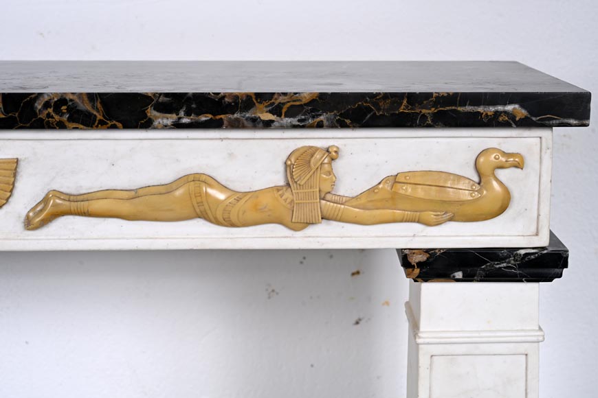 Mantelpiece Adorned with Egyptian-Inspired Motifs Circa 1830-8