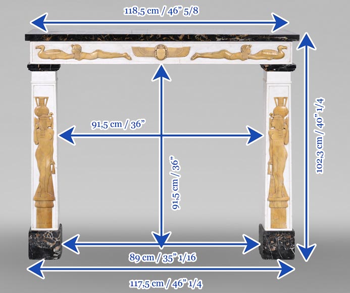 Mantelpiece Adorned with Egyptian-Inspired Motifs Circa 1830-13