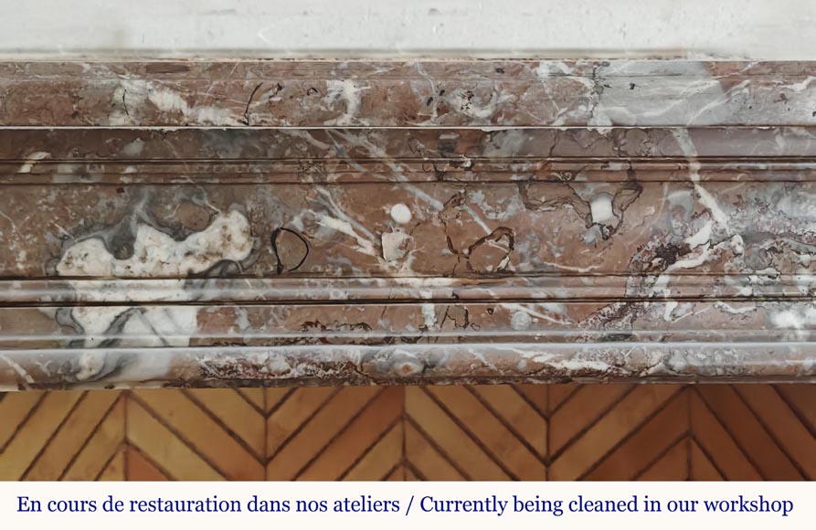 Louis XVI period mantel in Rouge du Nord marble-1