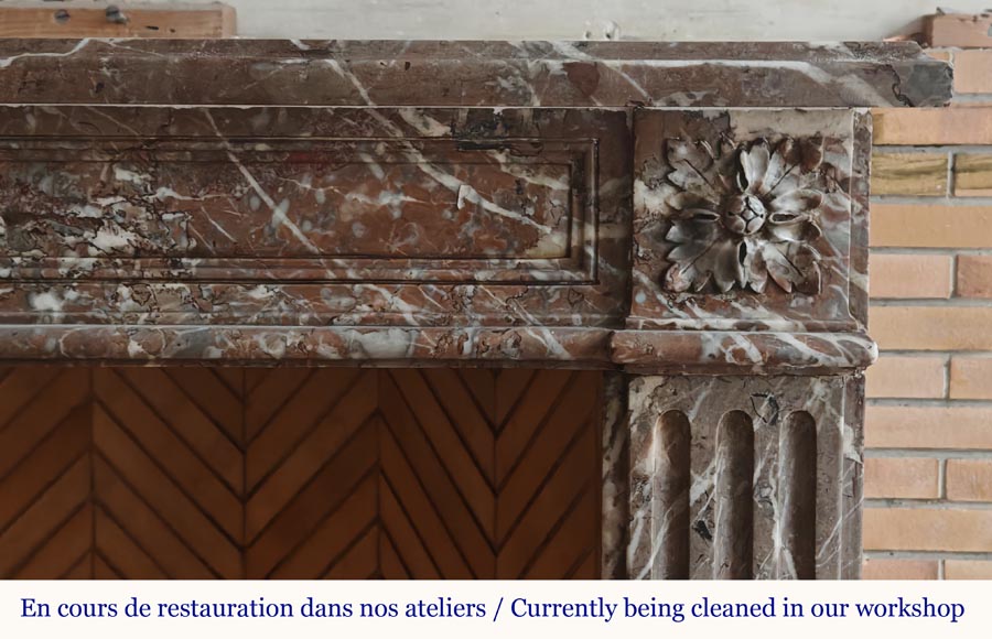 Louis XVI period mantel in Rouge du Nord marble-6