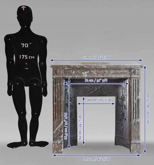 Louis XVI period mantel in Rouge du Nord marble-9