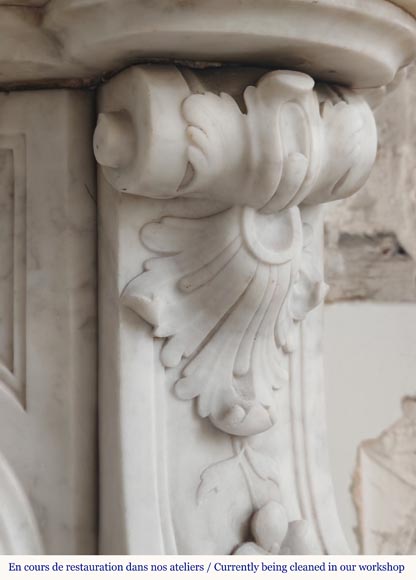 Louis XV style mantel in highly carved Carrara marble-13