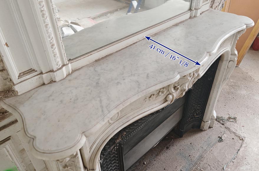 Louis XV style mantel in highly carved Carrara marble-17